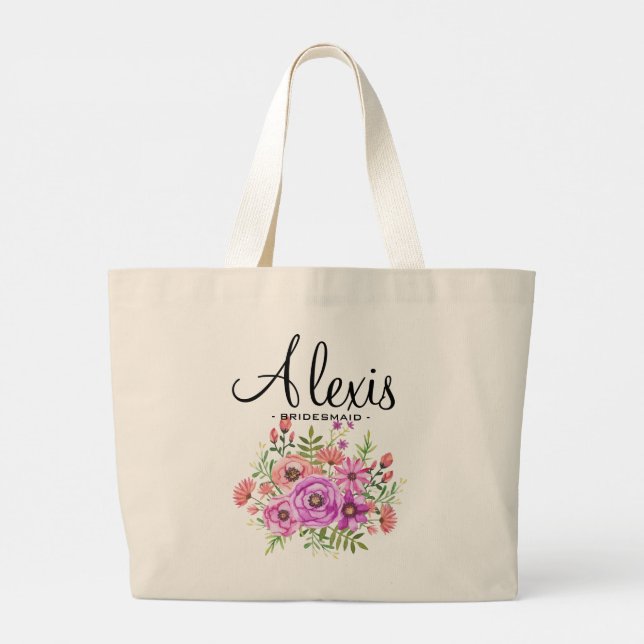 Rustic Floral Bridesmaid Tote - Personalized Gift (Back)