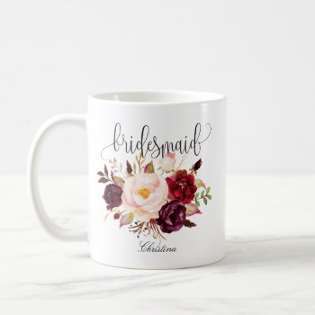 Rustic Floral Bridesmaid Wedding Coffee Mug by Precious_Presents at Zazzle