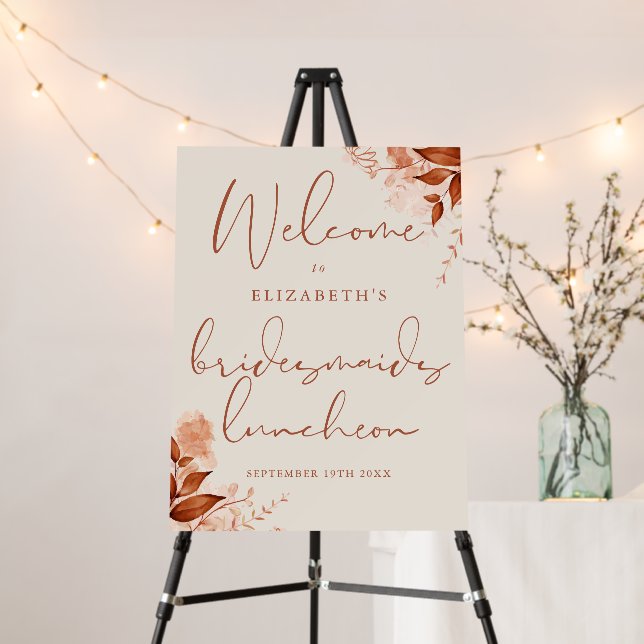 Rustic Floral Bridesmaids Luncheon Welcome Sign (In Situ (Stand))