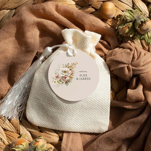 Rustic Floral Brown Blush Neutral Wedding Favor Tags