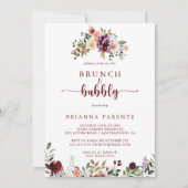 Rustic Floral Brunch and Bubbly Bridal Shower  Invitation (Front)