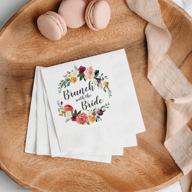Rustic Floral Brunch with the Bride Wedding Napkins (Creator Uploaded)