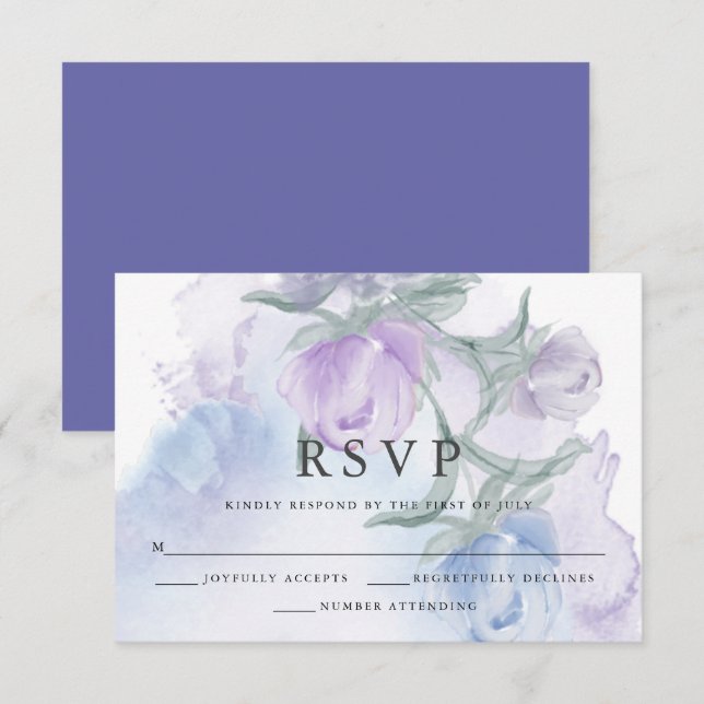  Rustic Floral Buds Watercolor  RSVP Card (Front/Back)