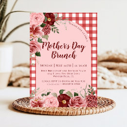 Rustic Floral Burgundy Pink Mother's Day Brunch Invitation