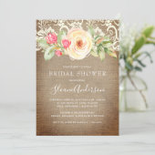 Rustic Floral Burlap and Lace Bridal Shower Invitation (Standing Front)