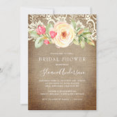 Rustic Floral Burlap and Lace Bridal Shower Invitation (Front)