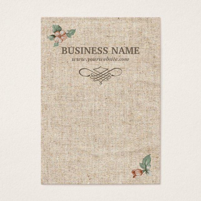 Rustic Floral Burlap Background Earring Cards (Front)