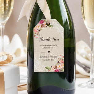 Rustic Floral Burlap Lace Wedding Favor Thank You Gift Tags