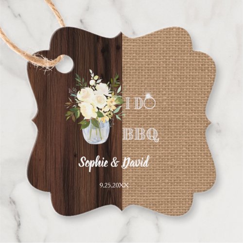 Rustic Floral Burlap Old Barn I DO Barbecue Favor Tags