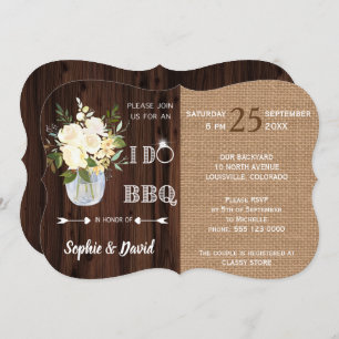 Rustic Floral Burlap Old Barn I DO Barbecue Invitation