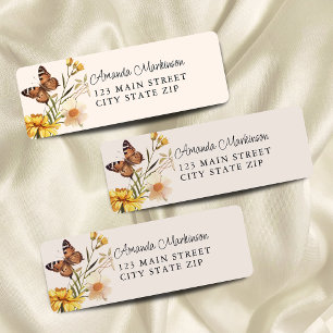 Rustic Floral Butterfly Gender Neutral Baby Shower Label