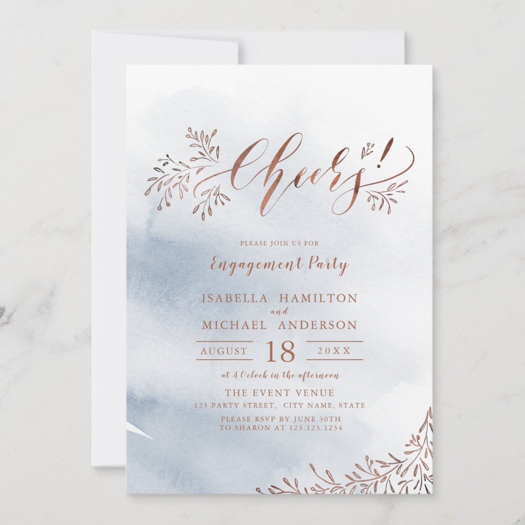 Rustic floral calligraphy cheers engagement party invitation Zazzle