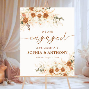 Rustic Floral Calligraphy Engagement Party Welcome Foam Board