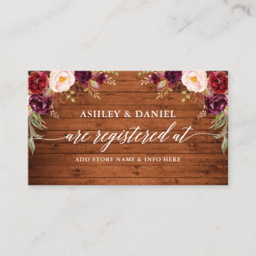 Rustic Floral Calligraphy Wedding Registry Card