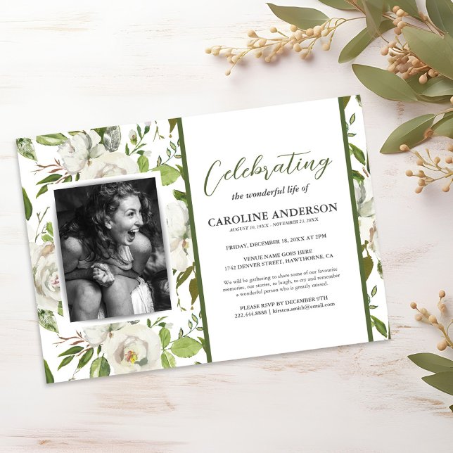 Rustic Floral Celebration of Life Funeral Invitation (Creator Uploaded)