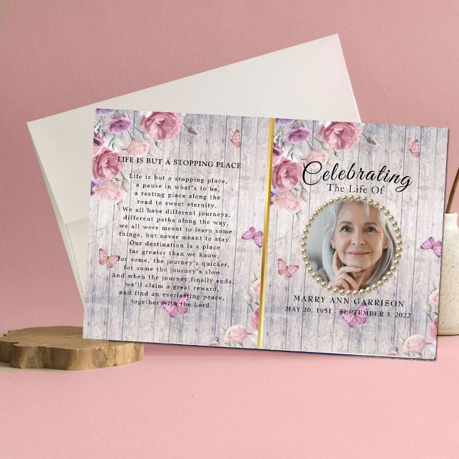 Rustic Floral Celebration of Life Program (Creator Uploaded)