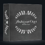 Rustic Floral Chalkboard Black and White Wedding 3 Ring Binder<br><div class="desc">A pretty and rustic wedding binder with cute white typography and floral drawings on a faux black chalkboard background. Customize the name of the bride and groom.</div>