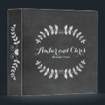 Rustic Floral Chalkboard Black and White Wedding 3 Ring Binder<br><div class="desc">A pretty and rustic wedding binder with cute white typography and floral drawings on a faux black chalkboard background. Customize the name of the bride and groom.</div>