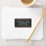 Rustic Floral Chalkboard Holiday Return Address Label<br><div class="desc">Dress up your envelopes in style this holiday season!  The label features a woodland floral border design and can be personalized with your name and return address.  Background has a black chalkboard textured appearance. Design includes red,  dusty purple,  green,  ice blue,  brown,  gray,  & soft black colors.</div>