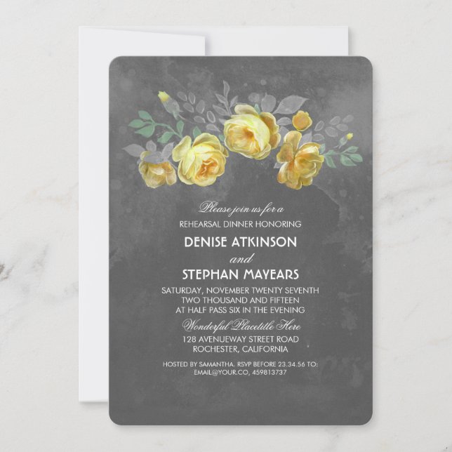Rustic Floral Chalkboard Rehearsal Dinner Invitation (Front)