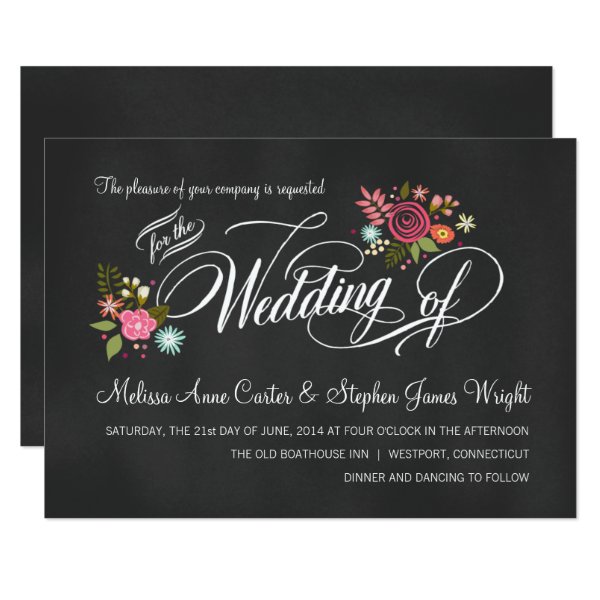 161298543779020679 Rustic Floral Chalkboard Wedding Invitations