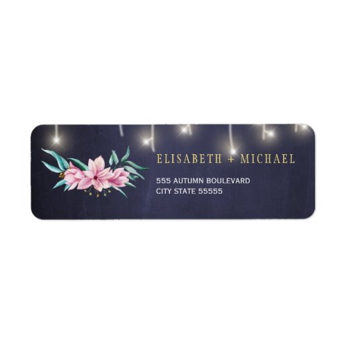 Rustic floral chalkboard wedding return address label