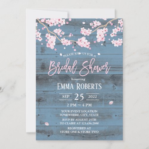 Rustic Floral Cherry Blossom Flowers Bridal Shower Invitation