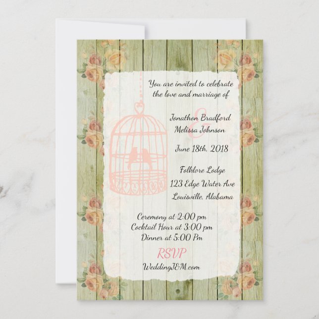 Rustic Floral Chic Floral Wedding Invitations (Front)