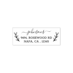 Rustic Floral Chic Hand Lettered Return Address Self-inking Stamp