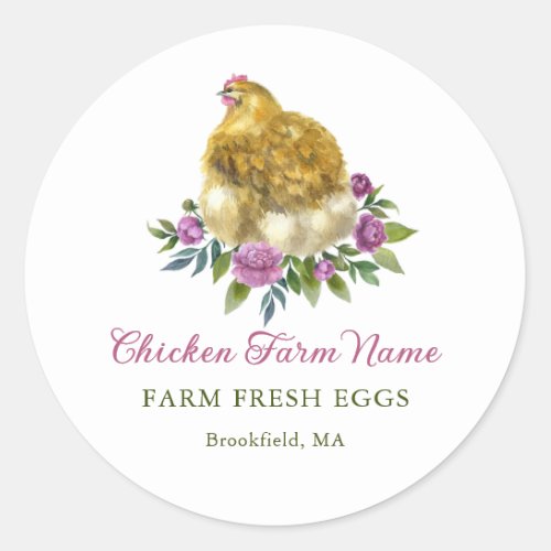 Rustic Floral Chicken Egg Carton Custom Classic Round Sticker