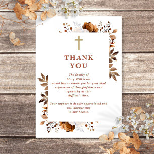 Rustic Floral Christian Celebration Of Life Thank You Card