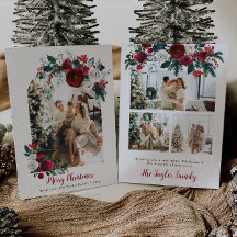 Rustic Floral Christmas Card Holiday Photo Family