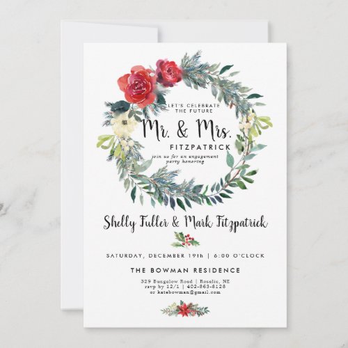 Rustic Floral Christmas Engagement Party