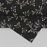 Rustic Floral Christmas Wrapping Paper<br><div class="desc">This rustic floral christmas wrapping paper is perfect for a cute holiday gift. The design features a white and tan christmas foliage,  holly branches and twigs on a black background.</div>