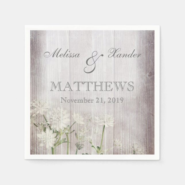 Rustic Floral  Cocktail Paper Napkins (Front)