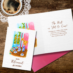 Rustic Floral Coffee Setting Happy Retirement Card