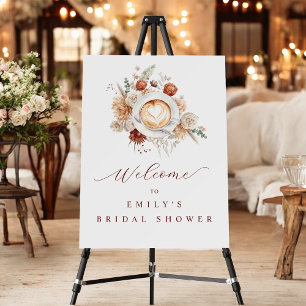 Rustic Floral Coffee Theme Bridal Shower Welcome Foam Board