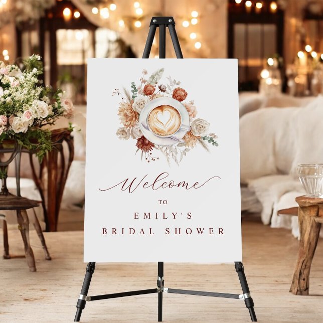 Rustic Floral Coffee Theme Bridal Shower Welcome Foam Board (Creator Uploaded)