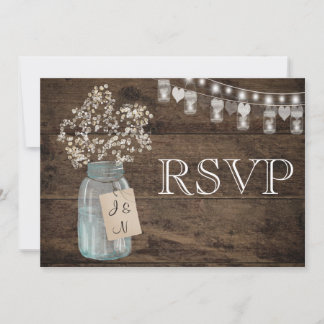 Rustic Floral Country Barn Wedding RSVP Card