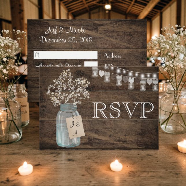 Rustic Floral Country Barn Wedding RSVP Card (Creator Uploaded)
