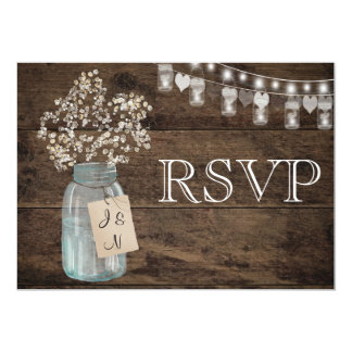 Rustic Floral Country Barn Wedding RSVP Card