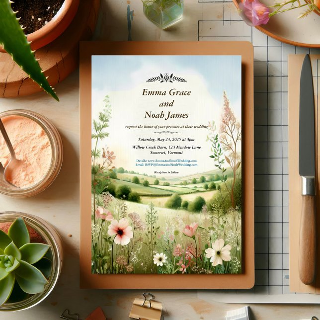 Rustic Floral Countryside Wedding Invitation (Creator Uploaded)