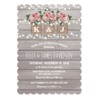 Rustic Floral Couple Baby Shower Card