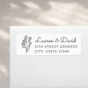 Rustic Floral Couple Names Wedding Return Address Label
