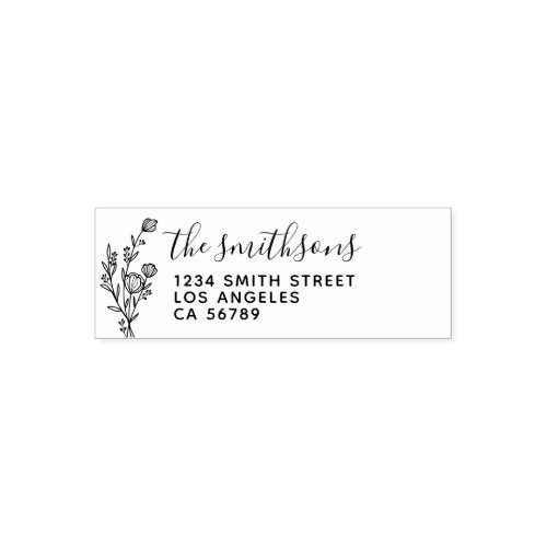 Rustic Floral Couple Names Wedding Signature Self-inking Stamp