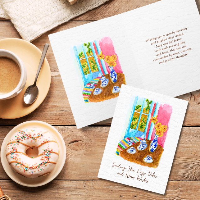 Rustic Floral Cozy Coffee Setting Feel Better Card (Creator Uploaded)