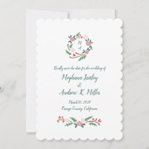 Rustic Floral Crest with Monogram Save The Date