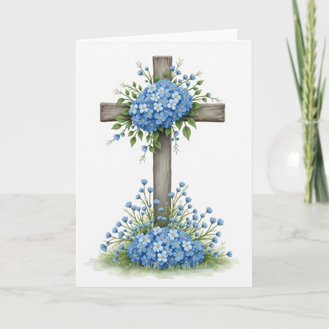 Rustic Floral Cross Art Card (Front)