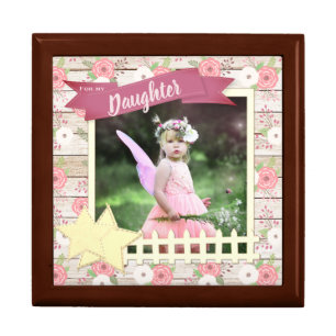 Rustic Floral Custom Photo Daughter Keepsake Gift Box