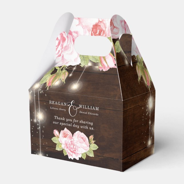 Rustic Floral Custom Wedding Favor Boxes (Front Side)